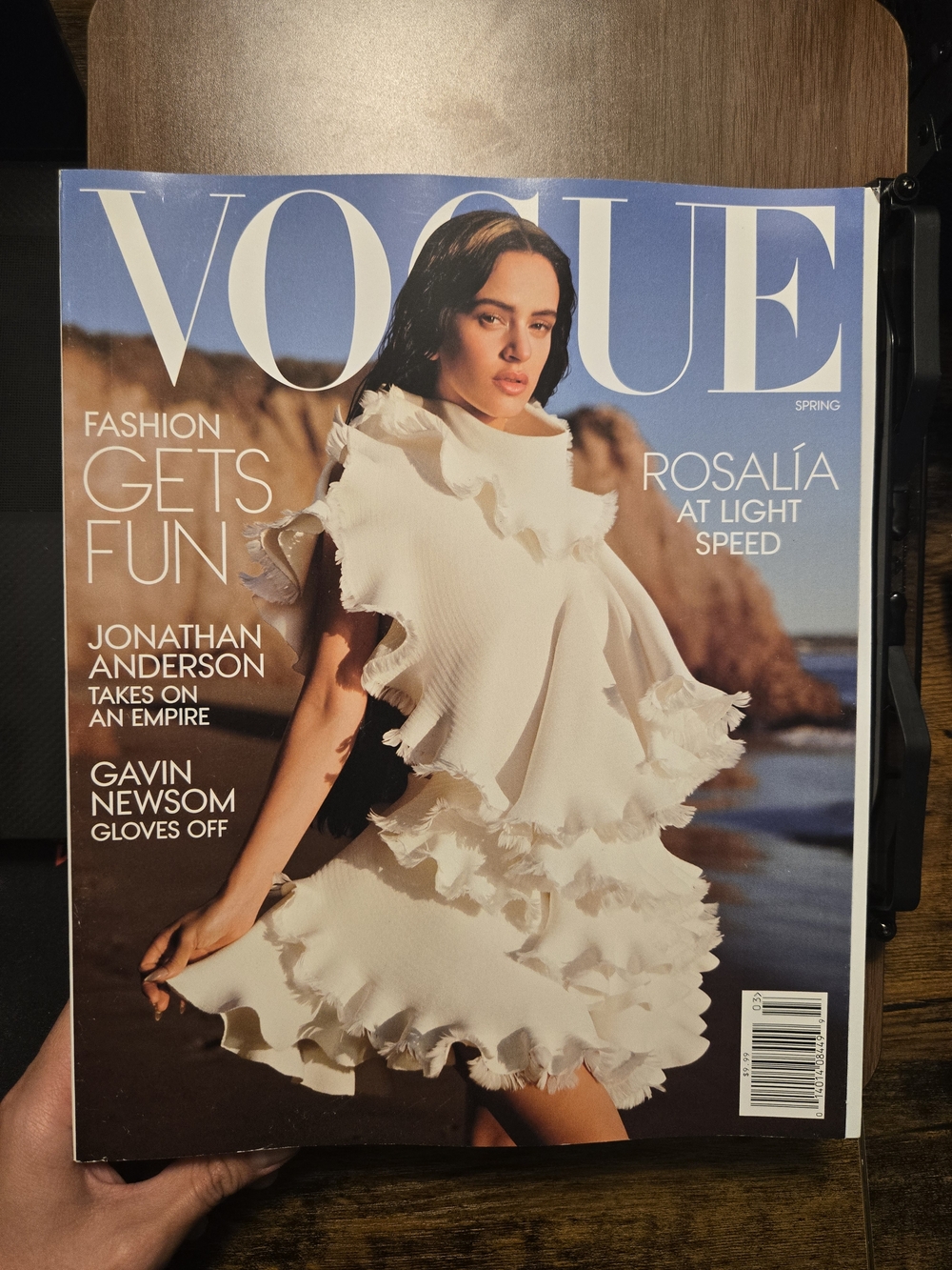 VOGUE Magazine Spring Issue featuring Rosalía in White Ruffle Dress